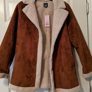 NWT Faux Suede/Sherpa Jacket